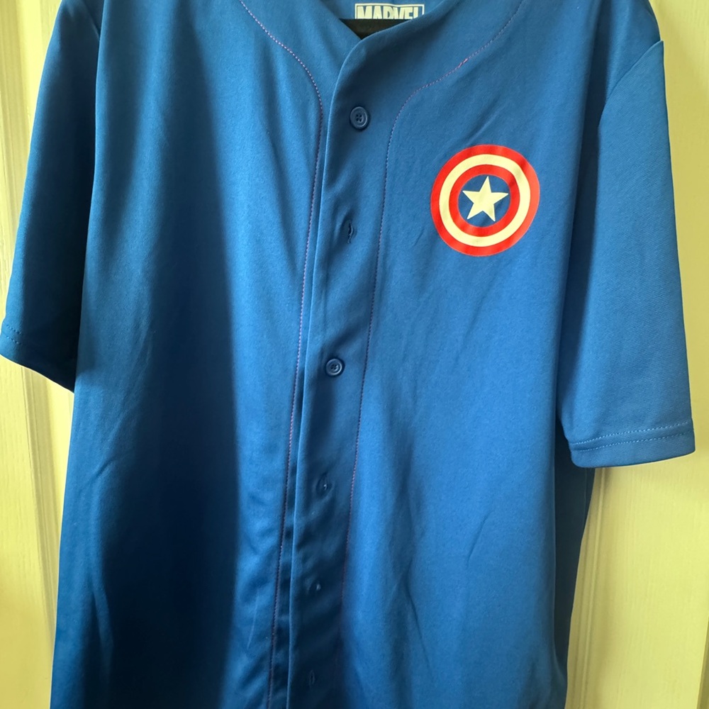 JERSEY Captain America Marvel Large 42 44 #41 Blue